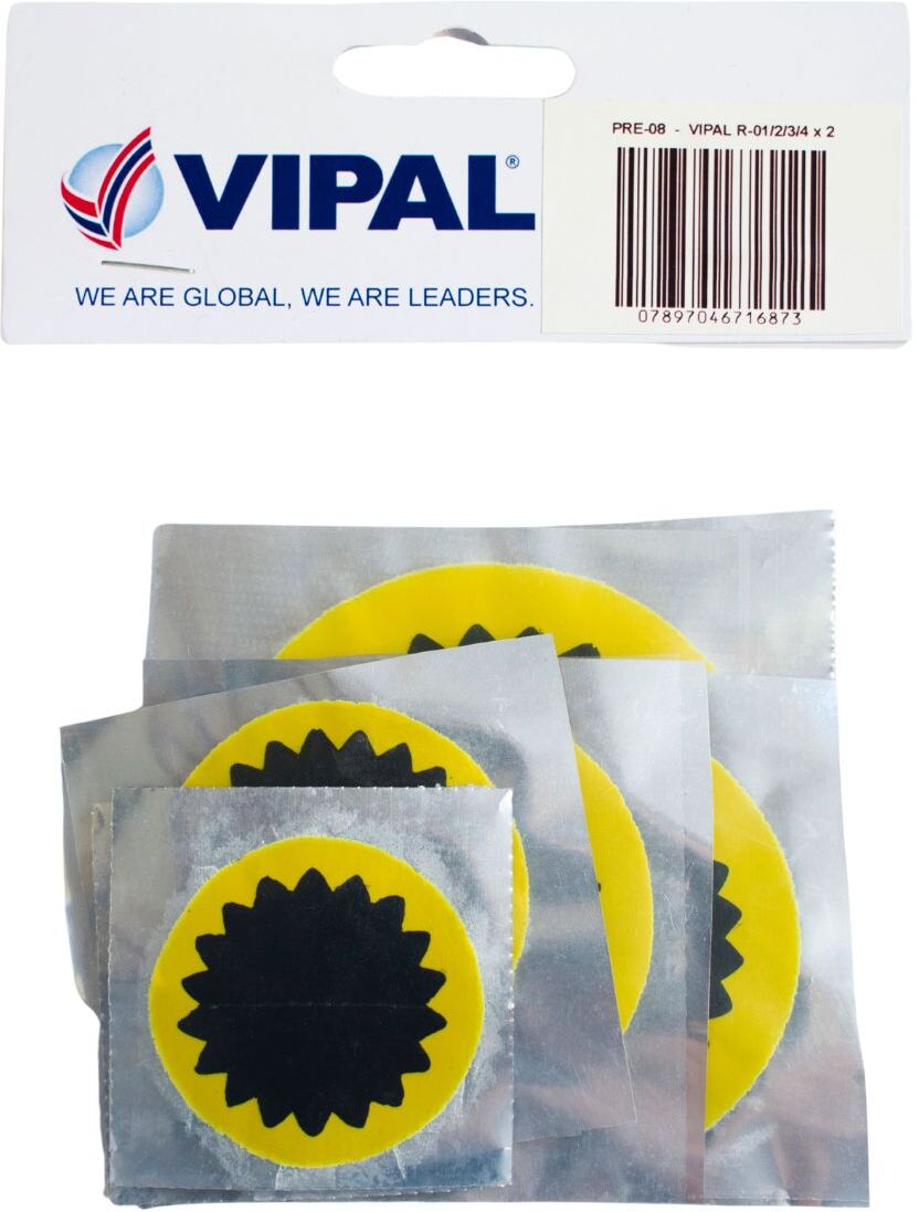 Vipal Tube Patch Mixed Pre Pack Of 8 Patches Tubed Tyre Puncture Repair Kit