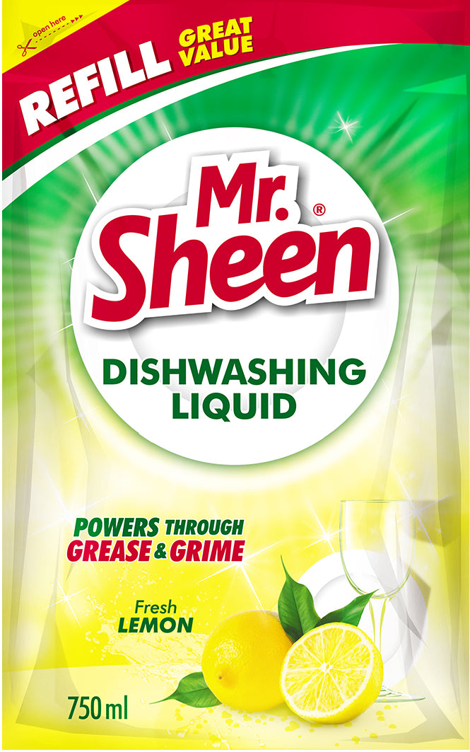Mr Sheen Dishwashing Liquid Fresh Lemon Refill 750Ml Dishwashing Detergent