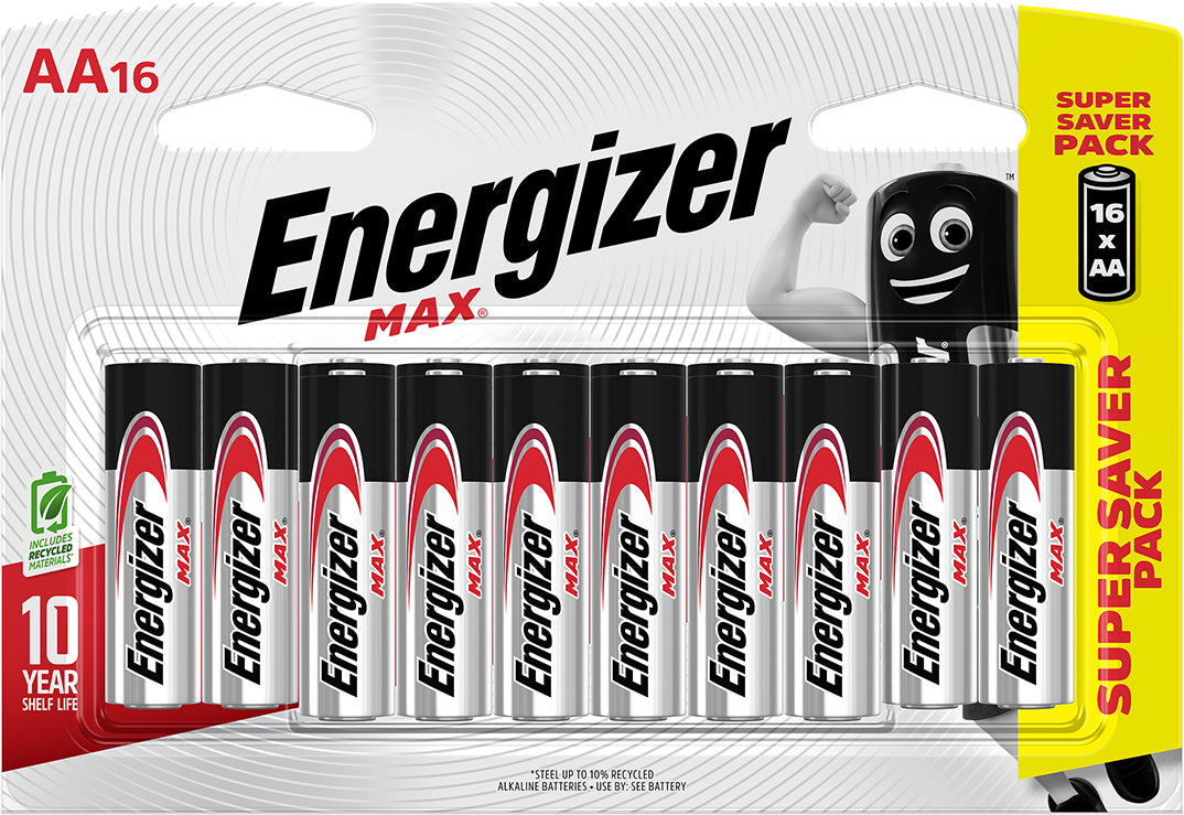 Energizer Battery Max Aa 16 Pack Alkaline Battery  Battery