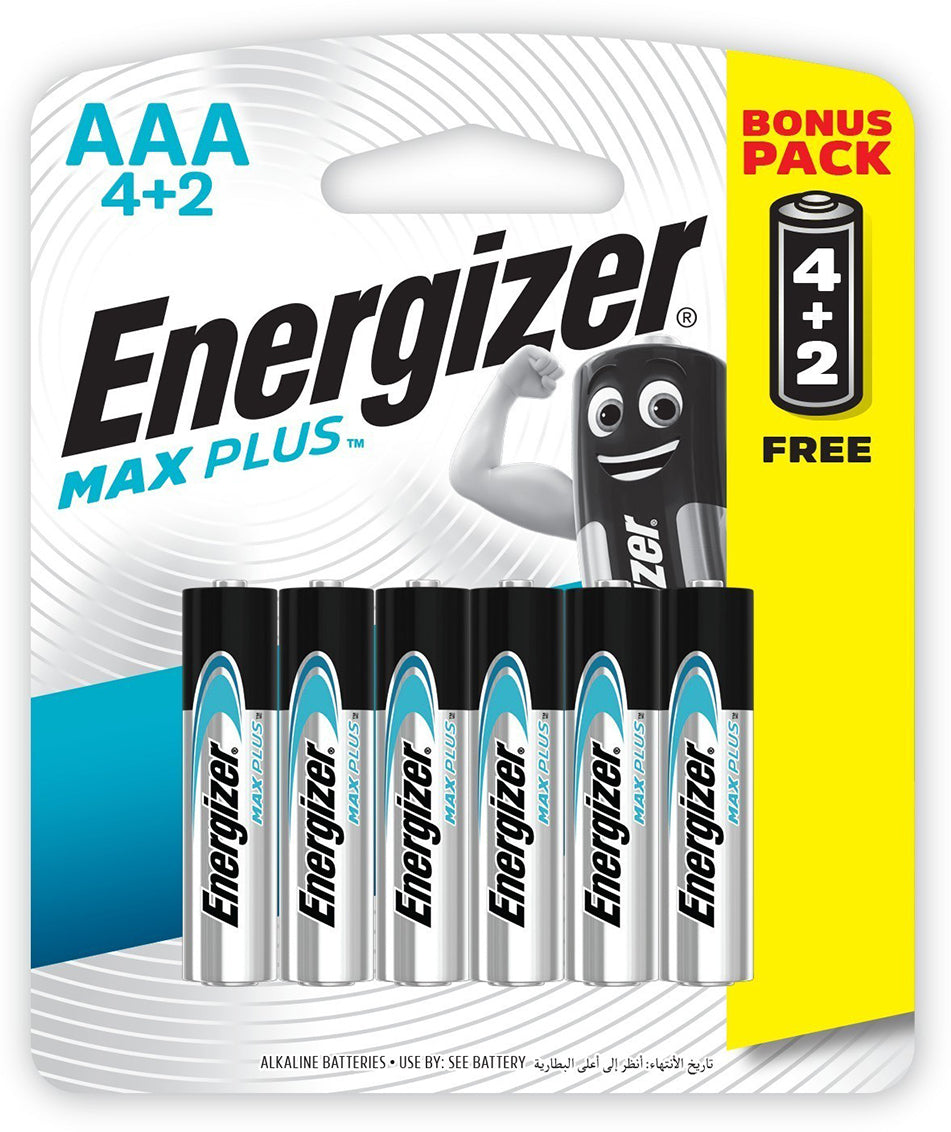 Energizer Battery Max Plus Aaa 4 + 2 Free 6 Pack Alkaline Battery  Battery