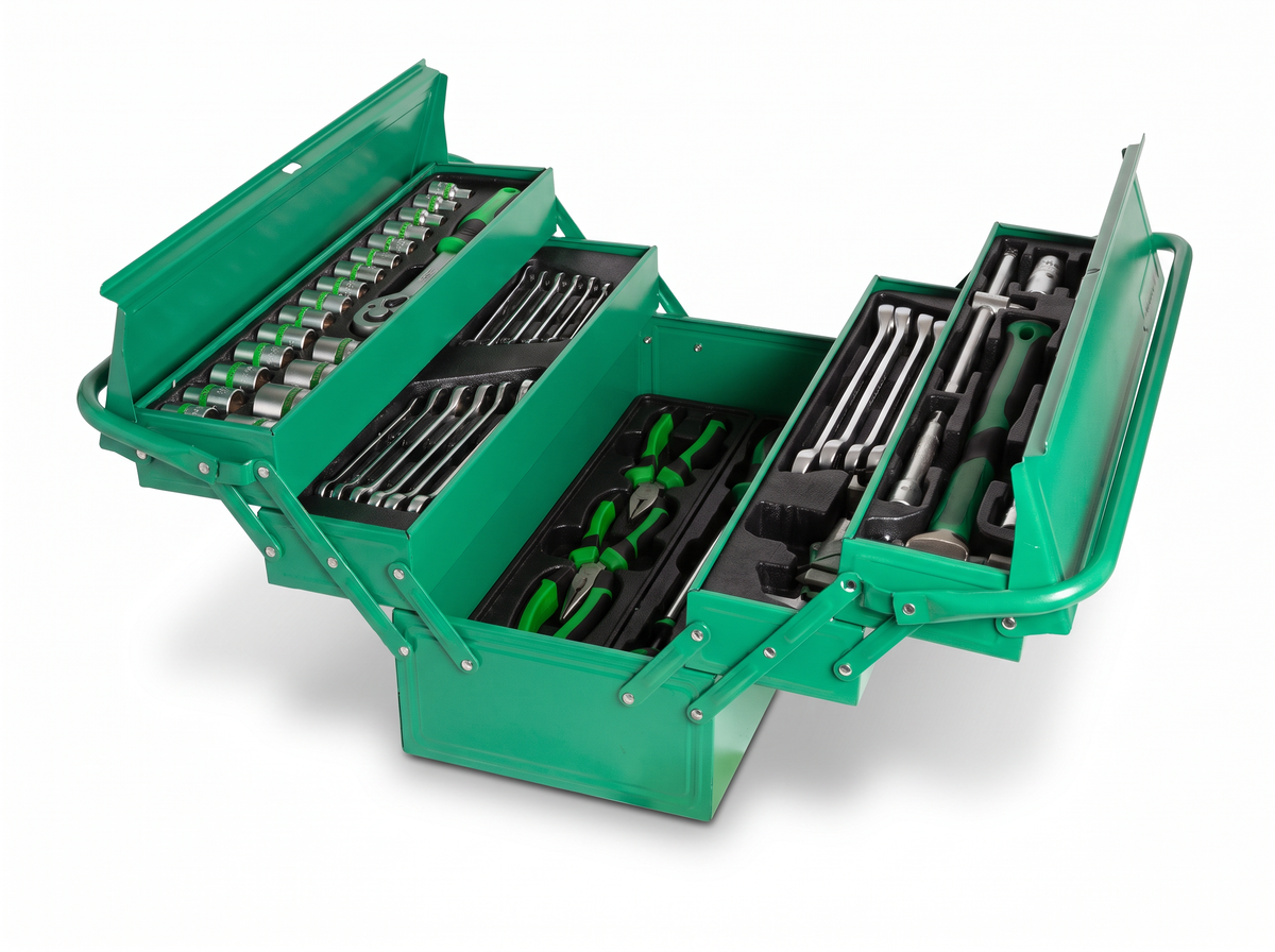 62 Piece Tool Box Set – 1/2" Socket Set, Spanners, Screwdrivers, Pliers & Hand Tools