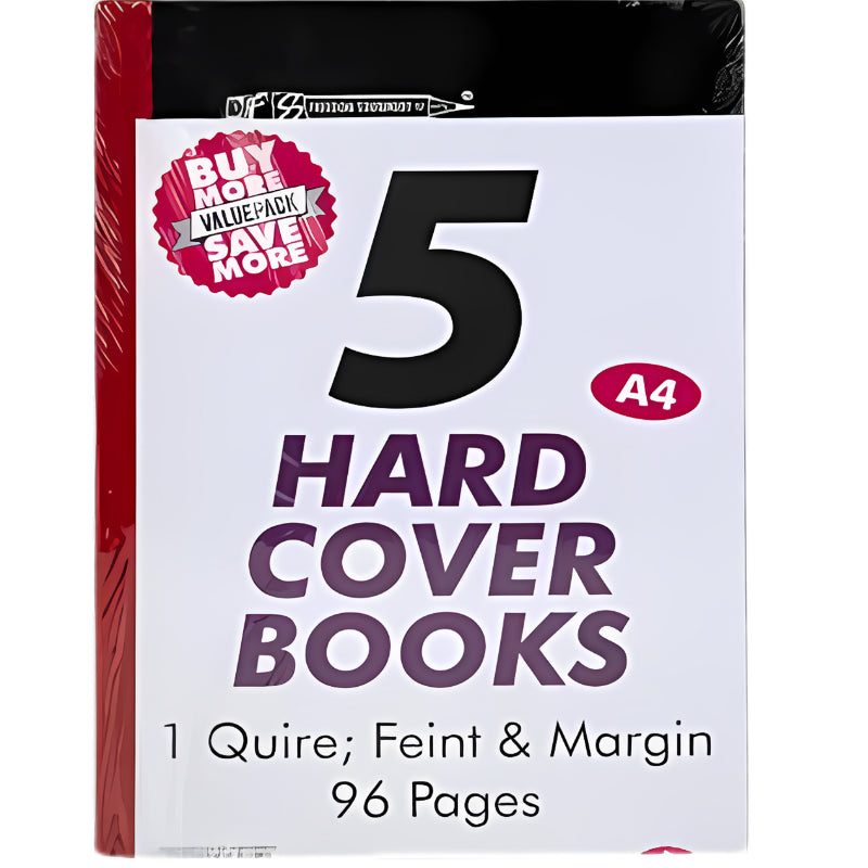 Book Hard-Cover A4 96-Page 1-Quire 5pk