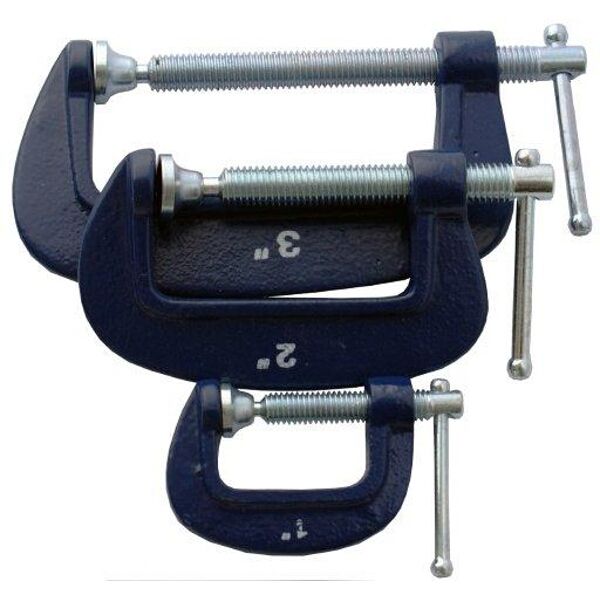 Tork Craft Clamp G 3 Piece 25 50 & 75 mm Set 1 2 & 3' Kit