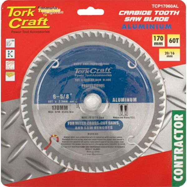 Tork Craft Blade Contractor Alum 170 X 60T 20/16 Circular Saw TCT