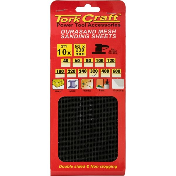 Tork Craft Durasand Mesh Sanding Sheet 320Grit 93 X 230mm 10Pc Per Pack