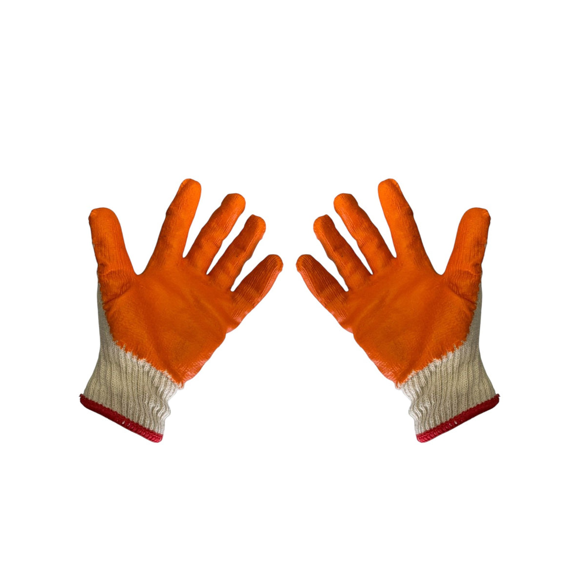 White Cotton Gloves with Orange Rubber Palm Protection
