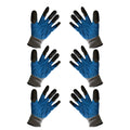 3 pairs Double-Dip Grey Work Gloves with Blue Coating and Black Tips