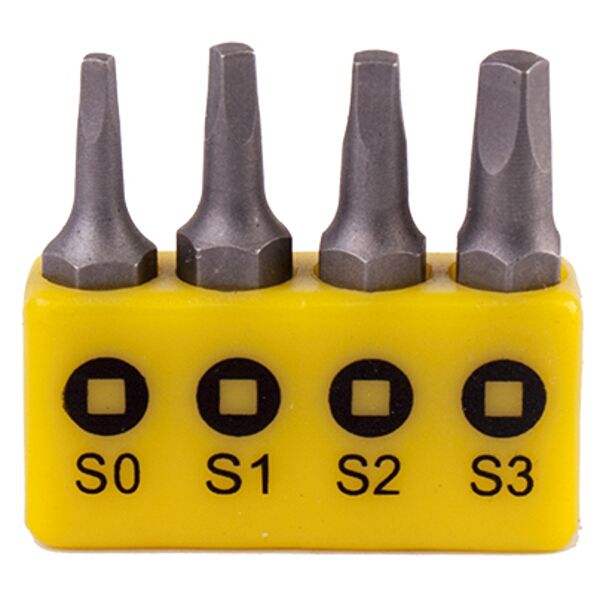 Tork Craft Screwdriver Bit Set Square Recess 4Pce 25mm Sq0.1.2.3