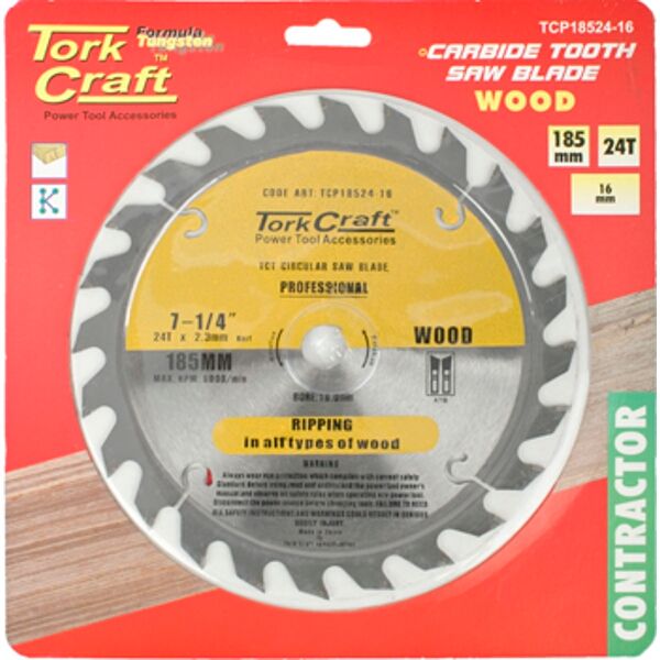 Tork Craft Blade Contractor 185 X 24T 16mm Circular Saw TCT