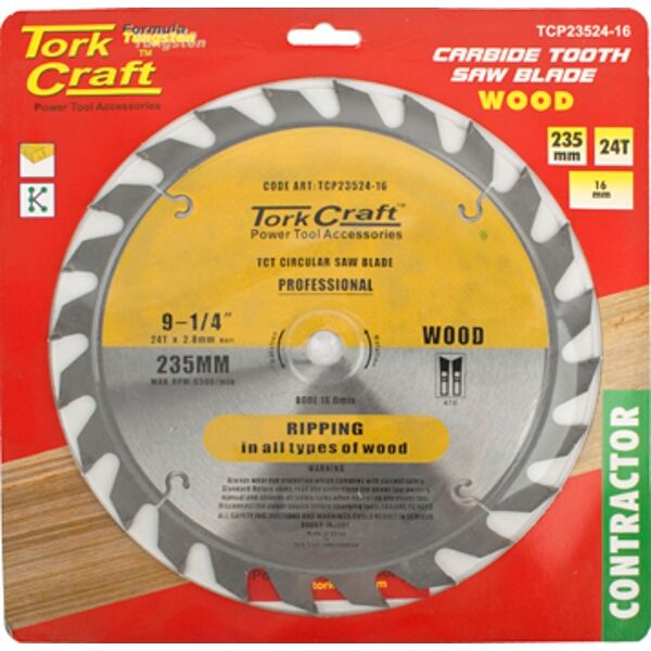 Tork Craft Blade Contractor 235 X 24T 16mm Circular Saw TCT