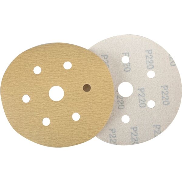 Tork Craft Gold Hook & Loop Disc (50 Pieces) 220 Grit 150mm X 6+1 Holes