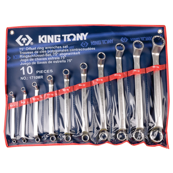 10 Piece 75° Offset Ring Wrench 6~32 mm