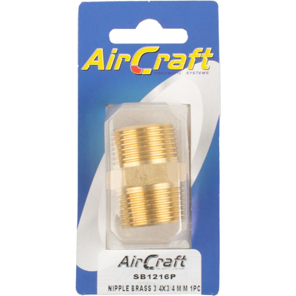Aircraft - Nipple Brass 3/4 x 3/4 M/M 1 Piece Pack