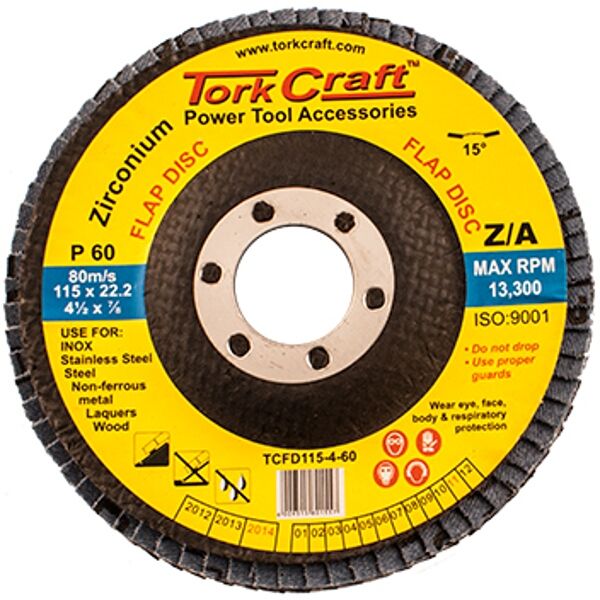 Tork Craft Flap Disc Zirconium 115mm 60Grit Angled