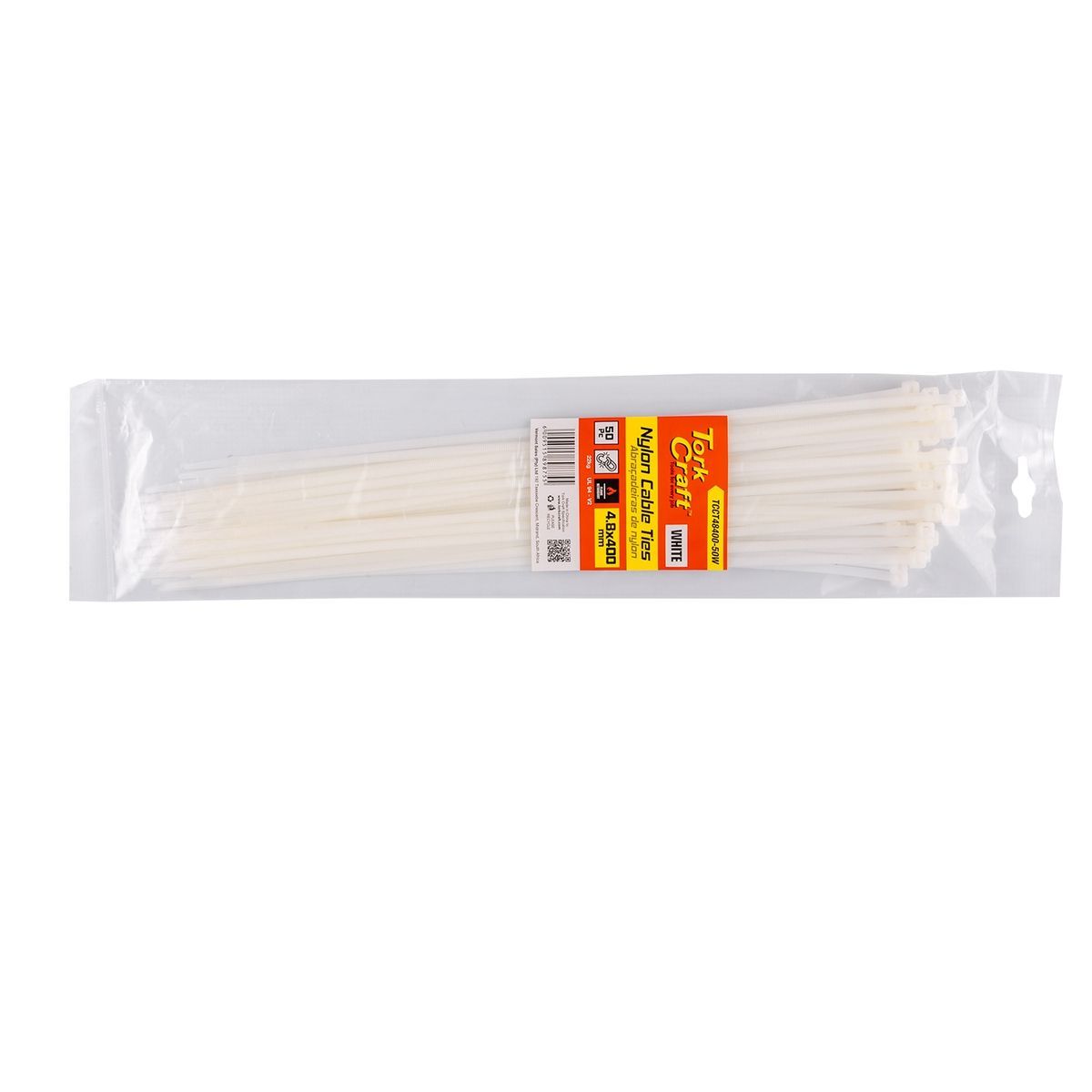 Tork Craft Nylon Cable Ties 4.8Mm X 400Mm White 50Pc