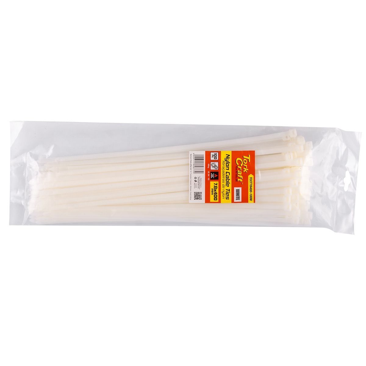 Tork Craft Nylon Cable Ties 7.6Mm X 400Mm White 100Pc