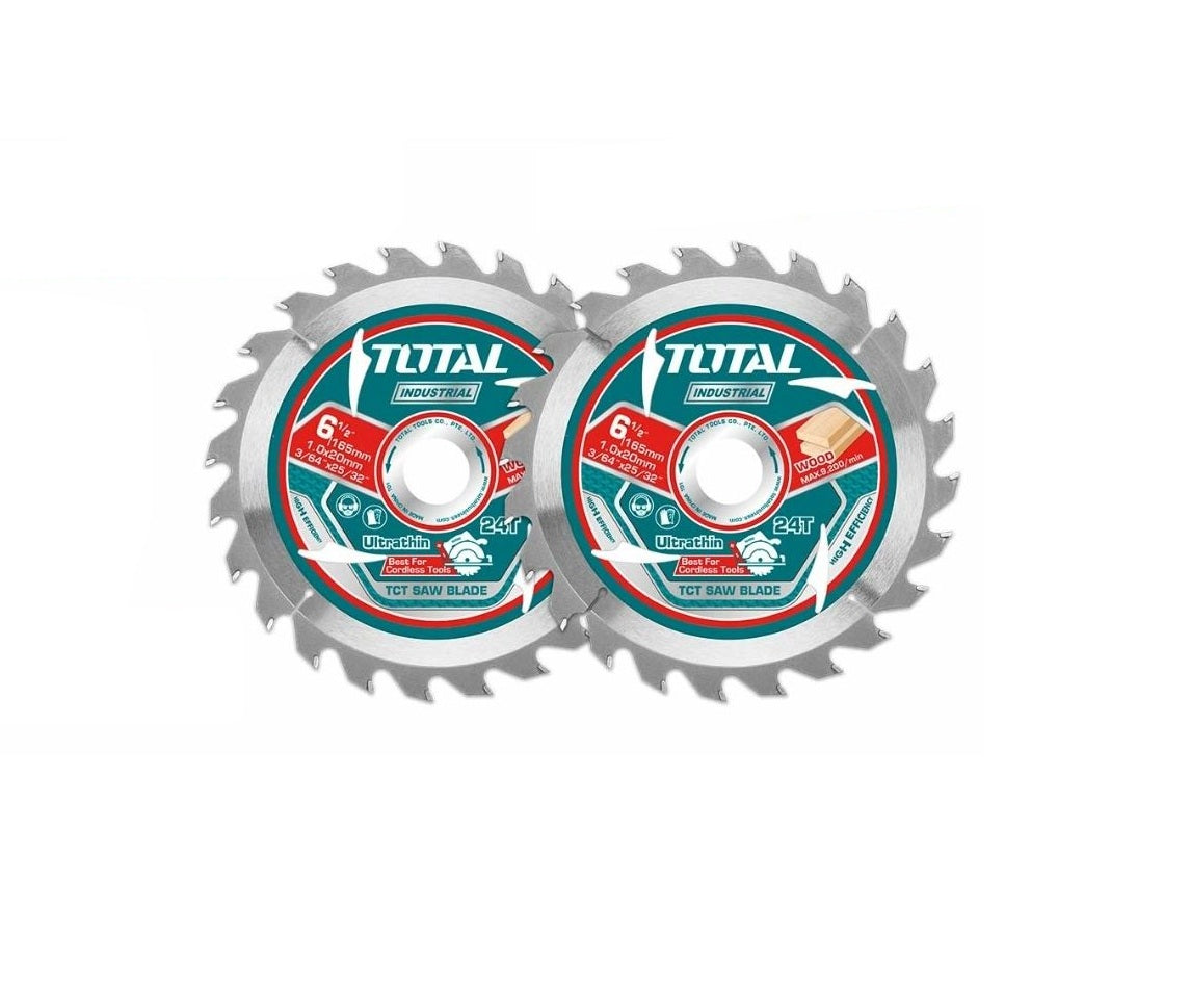 Total Ultra-Thin Tct Saw Blade 2Pc Set Size 165Mm(6-1/2') 24T