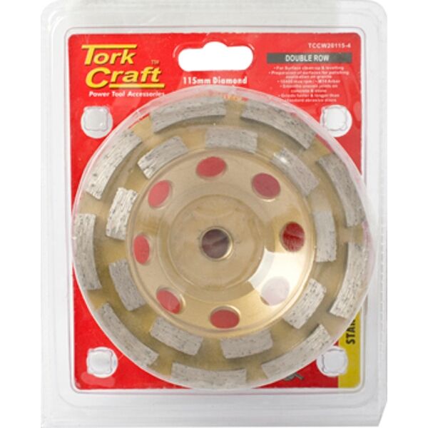 Tork Craft Dia. Cup Wheel 115mm x m14 Dbl Row Laser Welded