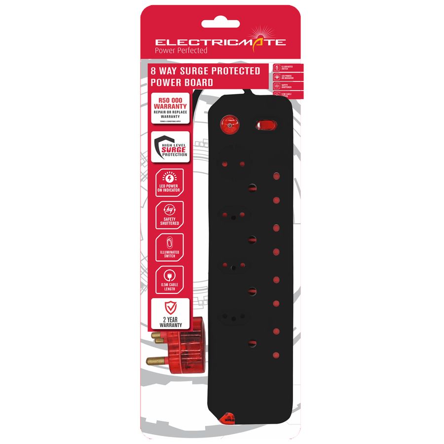 Multiplug 12Way Surge Black E/Mate