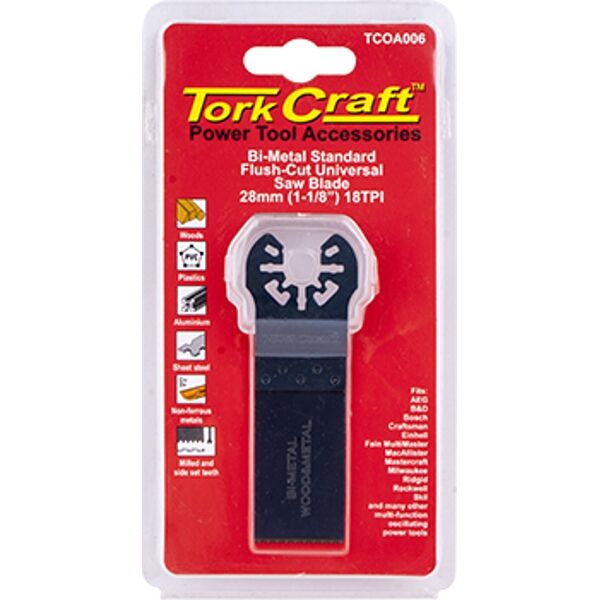 Tork Craft Quick Change Flush Cut Metal Saw Blade 28mm(1-1/8')18Tpi