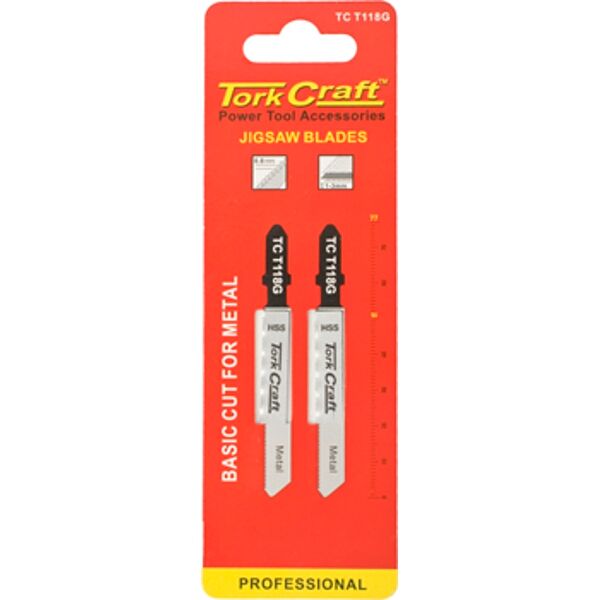 Tork Craft T-Shank Jigsaw Blade for Metal .8mm 28Tpi 75mm 2 Piece