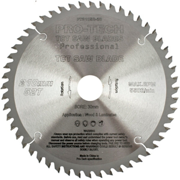 Pro-Tech - Professional Wood Saw Blade - TCT - 210mm x 2.4mm