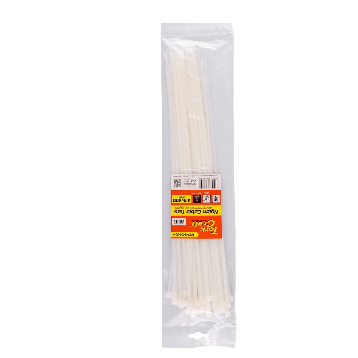 Tork Craft Nylon Cable Ties 4.8Mm X 400Mm White 50Pc