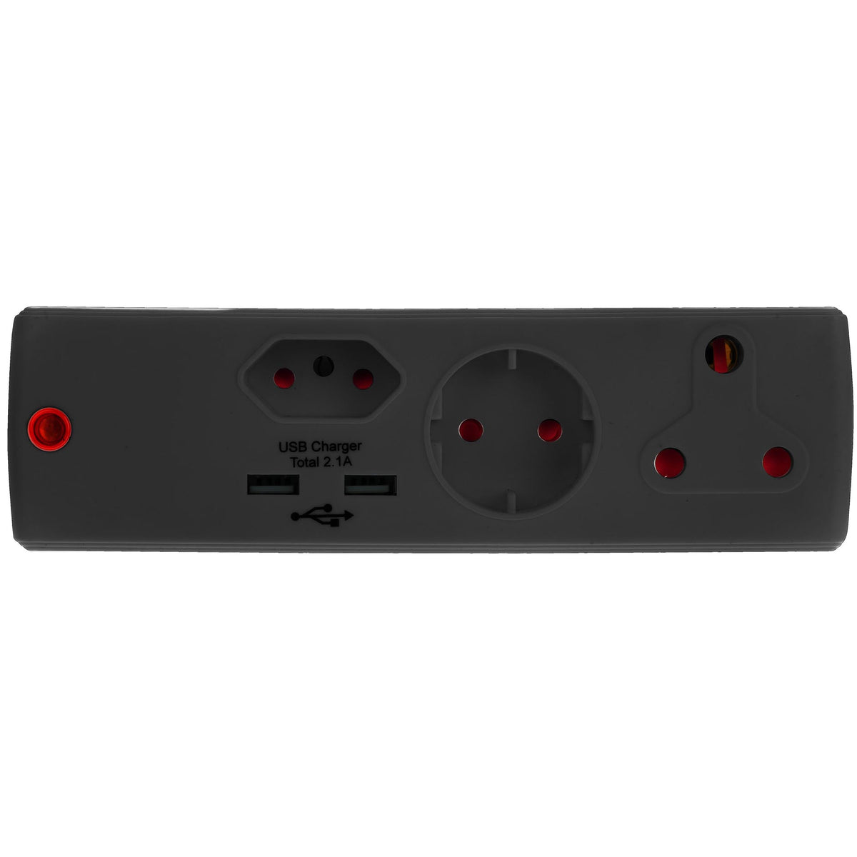 Adaptor - E/Mate - Black - 1x16Amp & 1x5Amp & 1Schuko & 2.1 Amp Usb