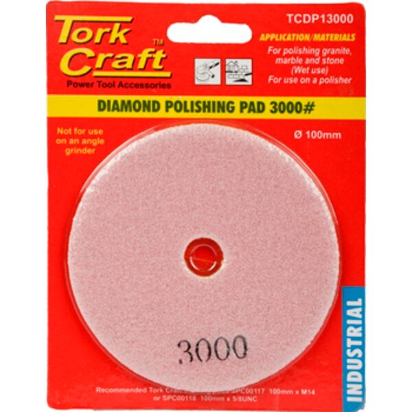 Tork Craft 100mm Diamond Wet Polishing Pad 3000 Grit Pink