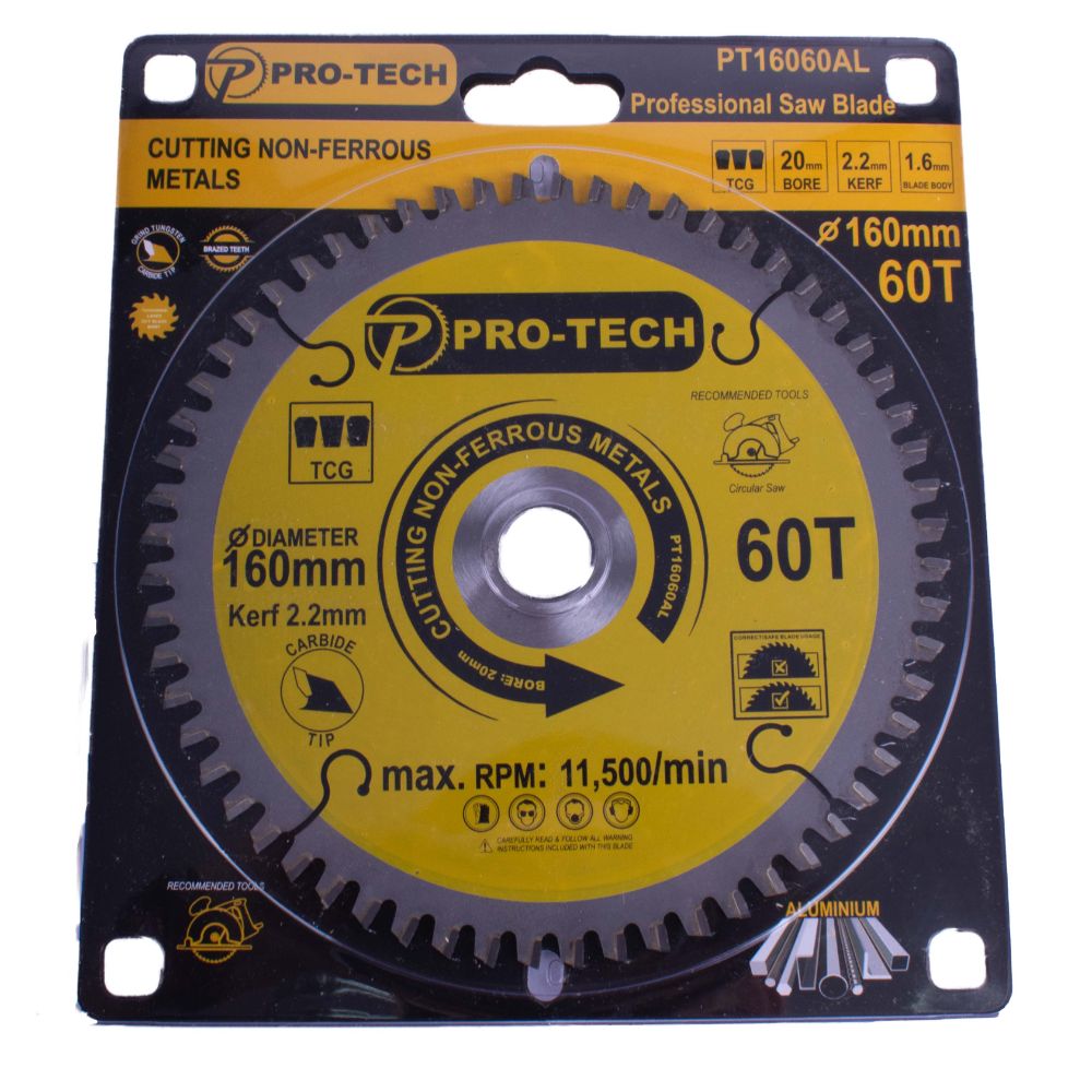 Pro-Tech - Saw Blade Tct 160 x 2.2 x 20 x 60T Alum. Prof.