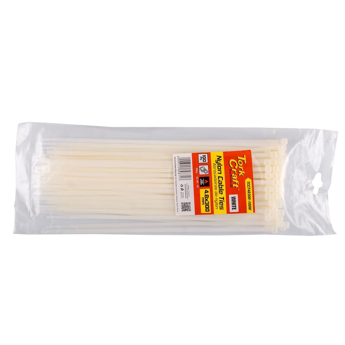 Tork Craft Nylon Cable Ties 4.8Mm X 300Mm White 100Pc