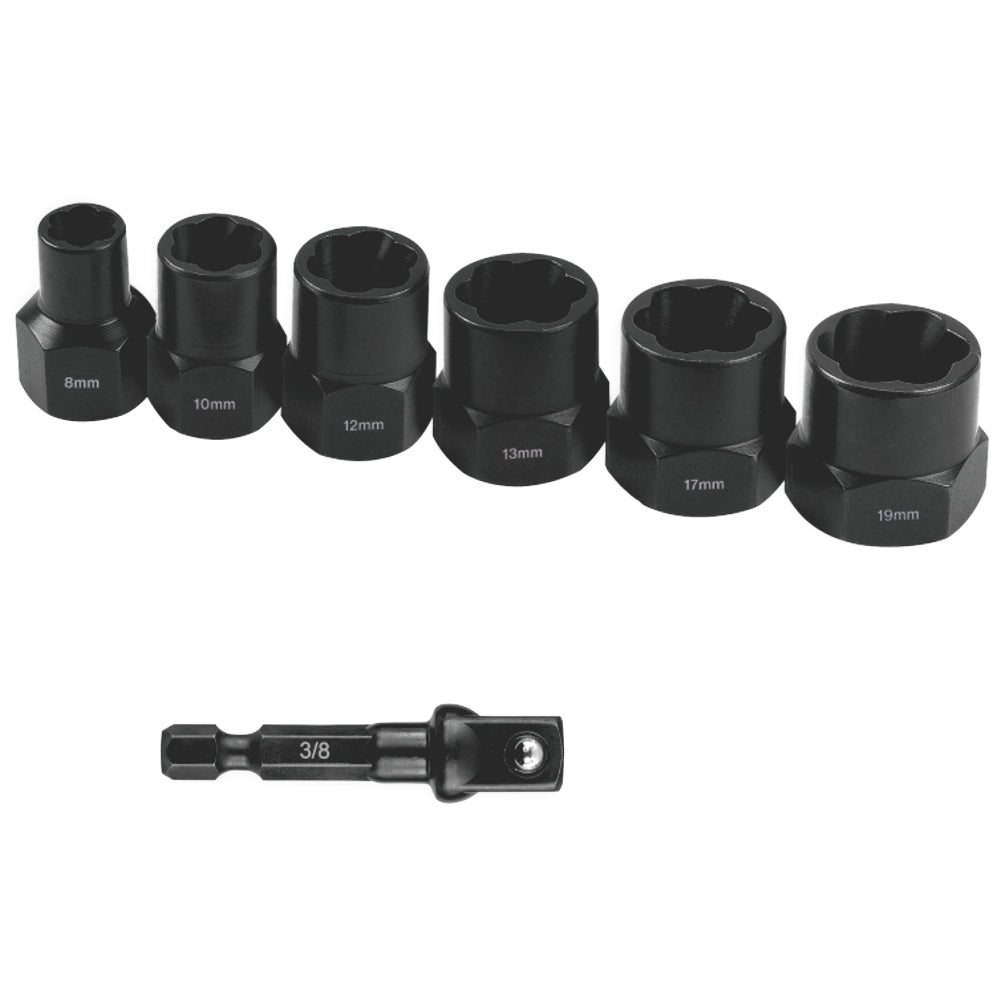 Bolt Extract Set 7Pce 8/10/12/13/17/19Mm 1Pc 50Mm 1/4' Socket Adaptor