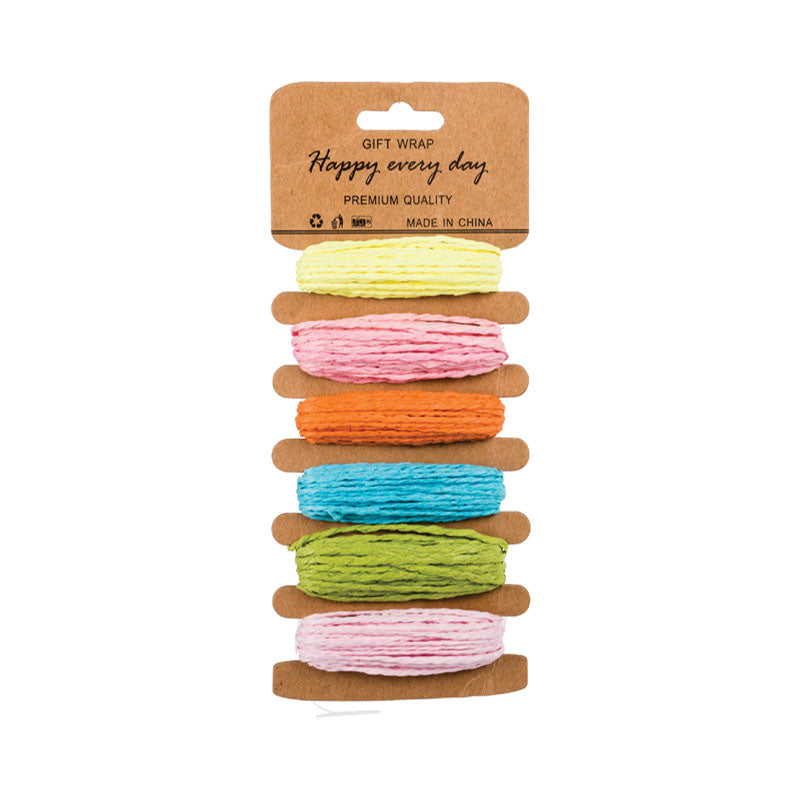 Raffia Twine - 6 Piece - Assorted Colours - 5mm x 5m