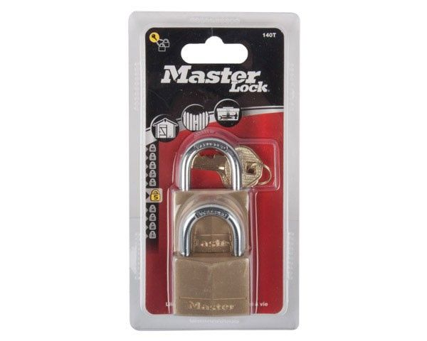 Mackie 40mm Keyd Alike Master Brass Pad Lock - 2 Pack