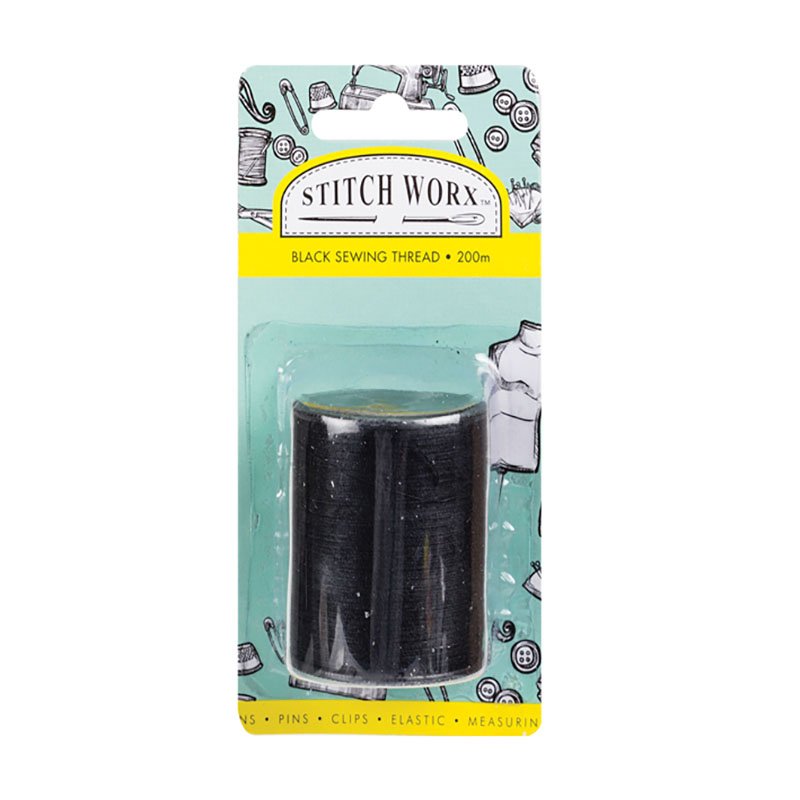 Stitch Worx - Haberdashery - Sewing Thread - Craft - Black - 200m