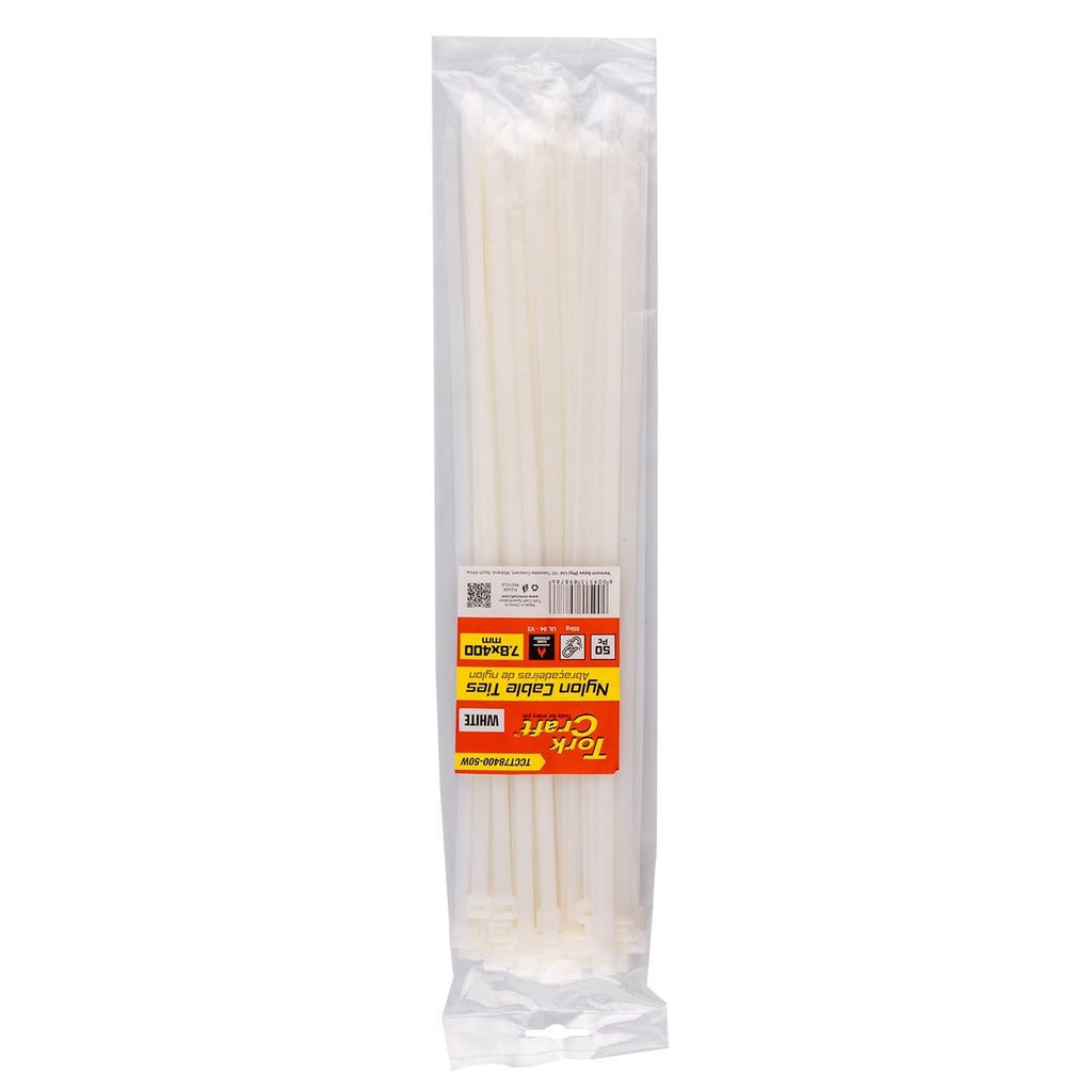 Tork Craft Nylon Cable Ties 7.6Mm X 400Mm White 50Pc