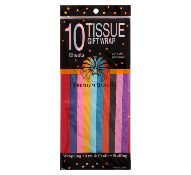 Paper Tissue - Gift Wrap - Assorted Colours - 50cm x 70cm - 10 Sheets