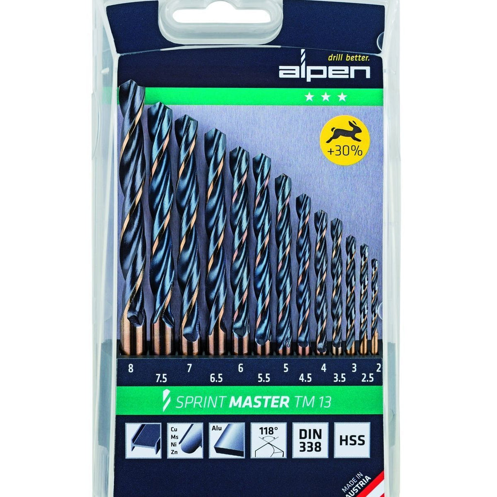 Alpen Hss Sprint Master Drill Bit Set 13 Piece 2-8Mm X 0.5 Tm13