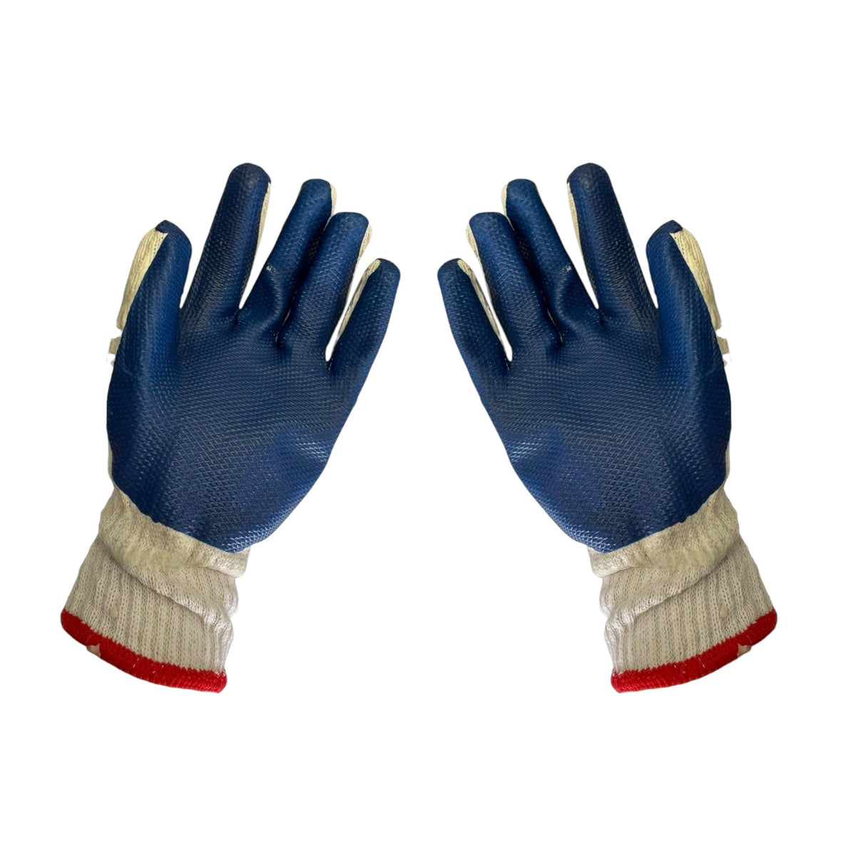 White Cotton Gloves with Blue Rubber Coating
