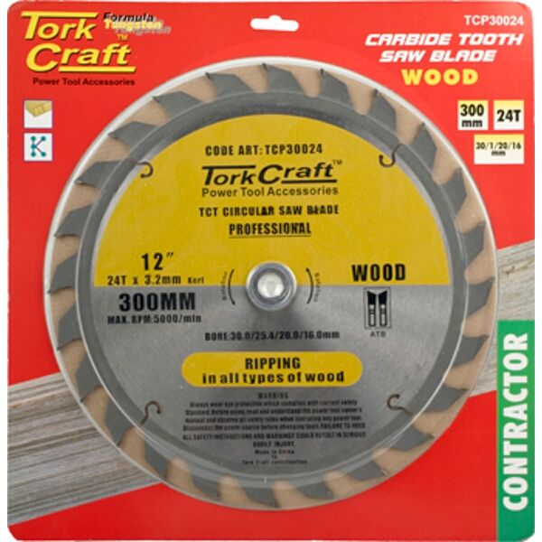 Tork Craft Blade Contractor 300 X 24T 30/1/20/16 Circular Saw TCT