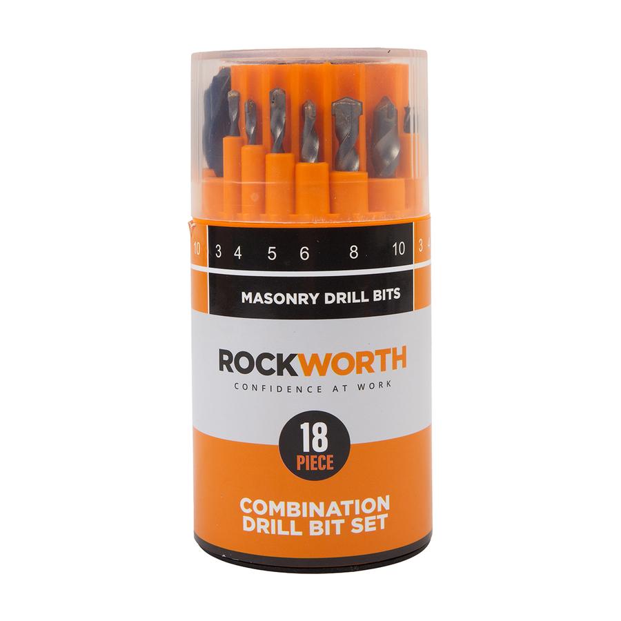 Rockworth Drill Bit 18 Piece Set Metal Wood Masonry
