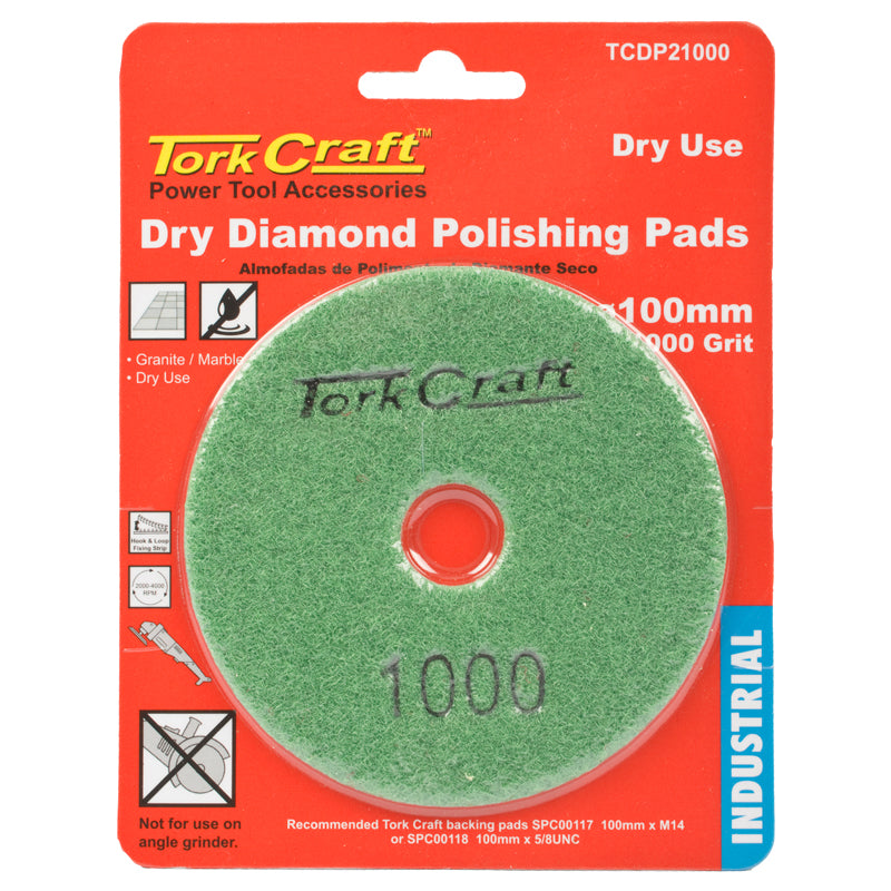 Tork Craft - 100mm Diamond Polishing Pad 1000 Grit Dry Use