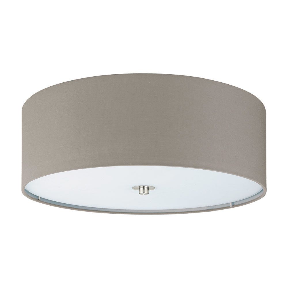 Eglo - Pasteri - Ceiling Light - Satin Chrome & Taupe Shade
