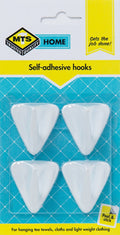 MTS Home Plastic Single Adhesive Hook - 4 Piece