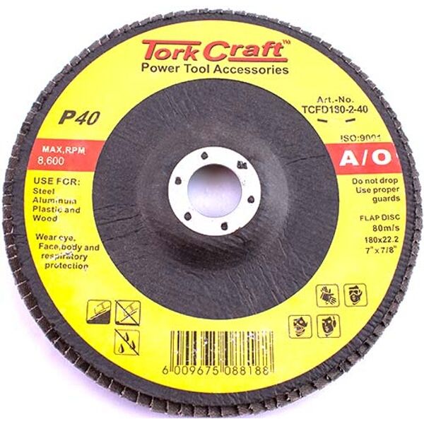 Tork Craft Flap Disc 180mm 15 Deg.Angle 40Grit
