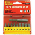 Tork Craft Screwdriver Bit Set 10 Pieces (Ph2x2.Pz2x3Slotted6mmx2.8mmx2)