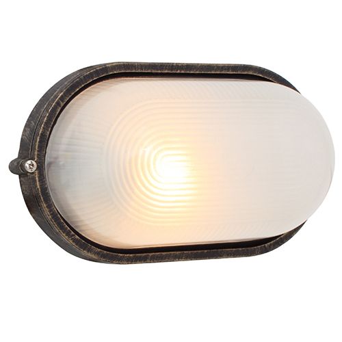 Oval Large Plain Bulkhead 280mm Black Gold E27