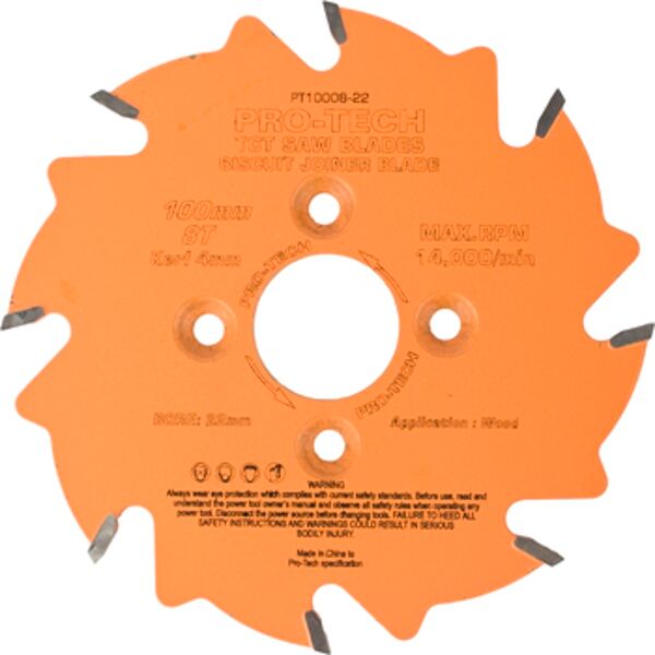 Pro-Tech Saw Blade Tct 100X3.96X22X8T Biscuit Joiner Wood Prof. Pro-Tech