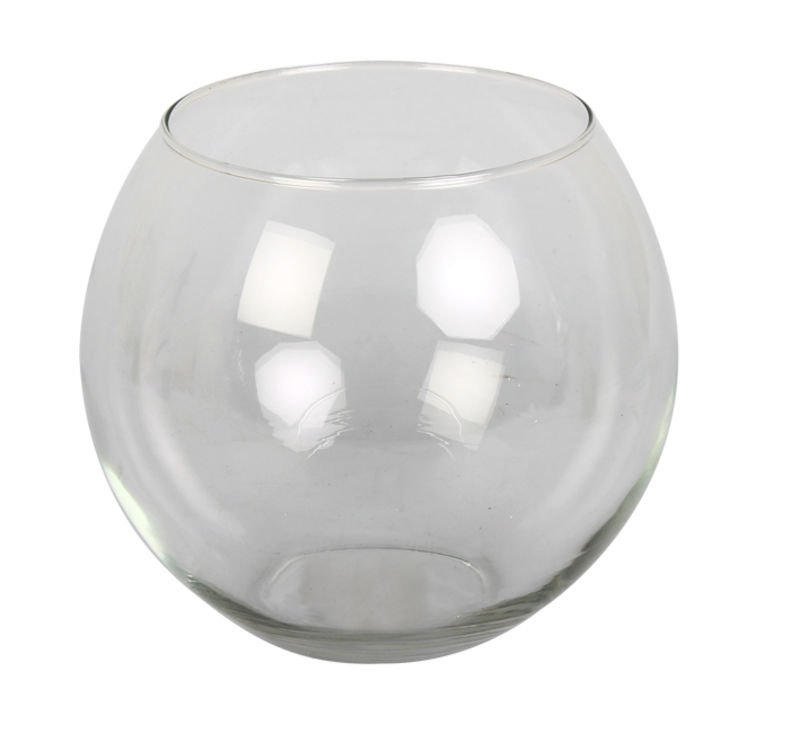 Vase - Glass - Home Decor - Florist Ball - Clear - 14.5cm x 17.5cm