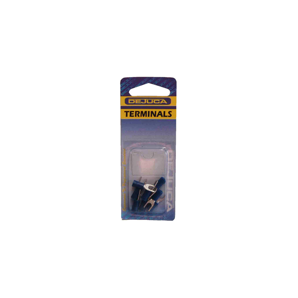 Dejuca - Terminal - Blue - Spade - 4mm - 8/Card